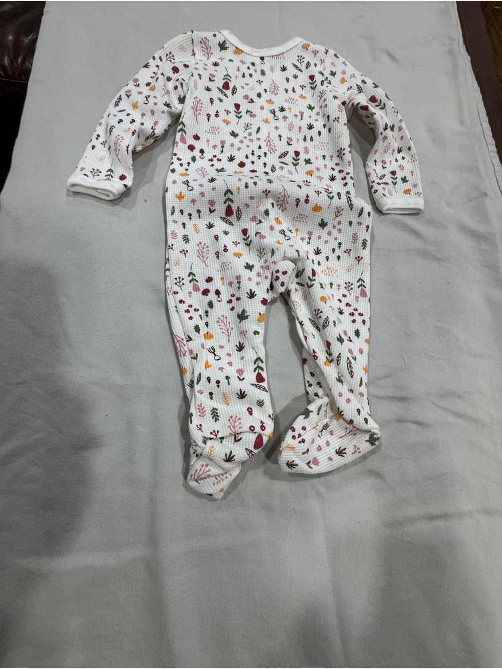 Starting Out White Floral Footed One-Piece with Multicolor Blooms - Picture 5 of 5